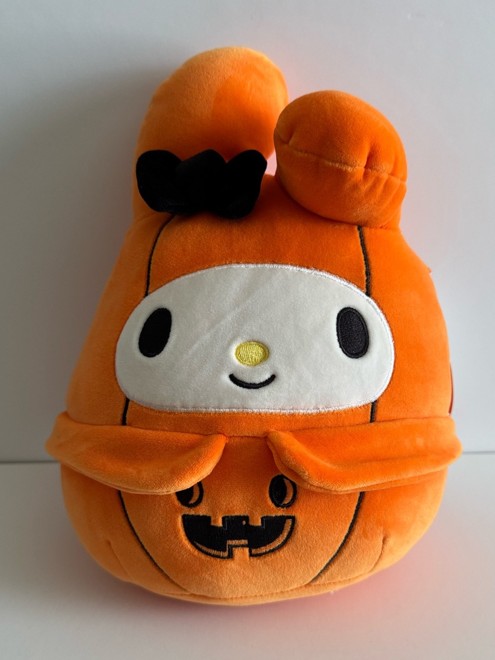 Sanrio My Melody Orange and White Pumpkin Plush Hat with Black Bow